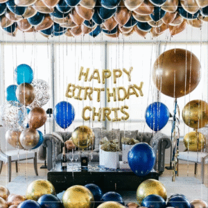 ROOM BALLOON DECORATION : MIDNIGHT GOLD